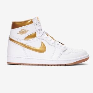 Women's Jordan Air 1 Retro High OG "White and Gold" Shoes